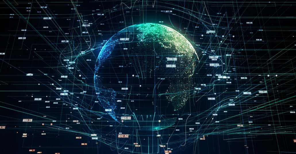 digital image of Earth with network lines