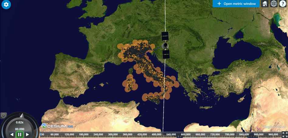 Satellite flying over Italy