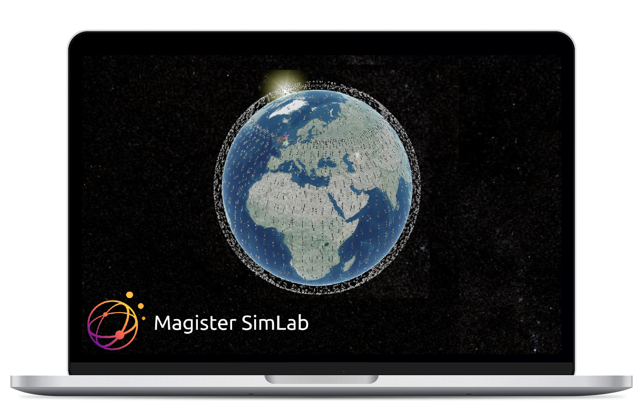 laptop with Starlink constellation simulation