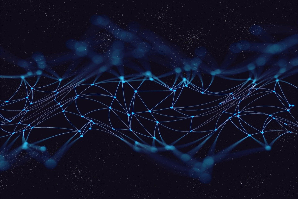 digital blue waves with black background