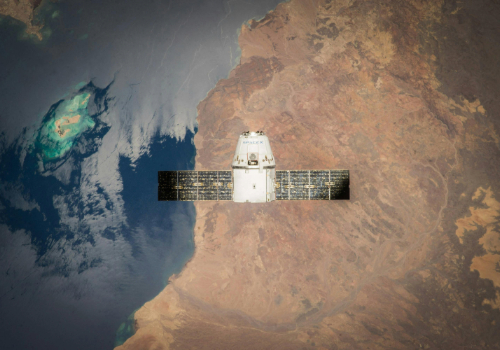 SpaceX satellite flying over Earth 
