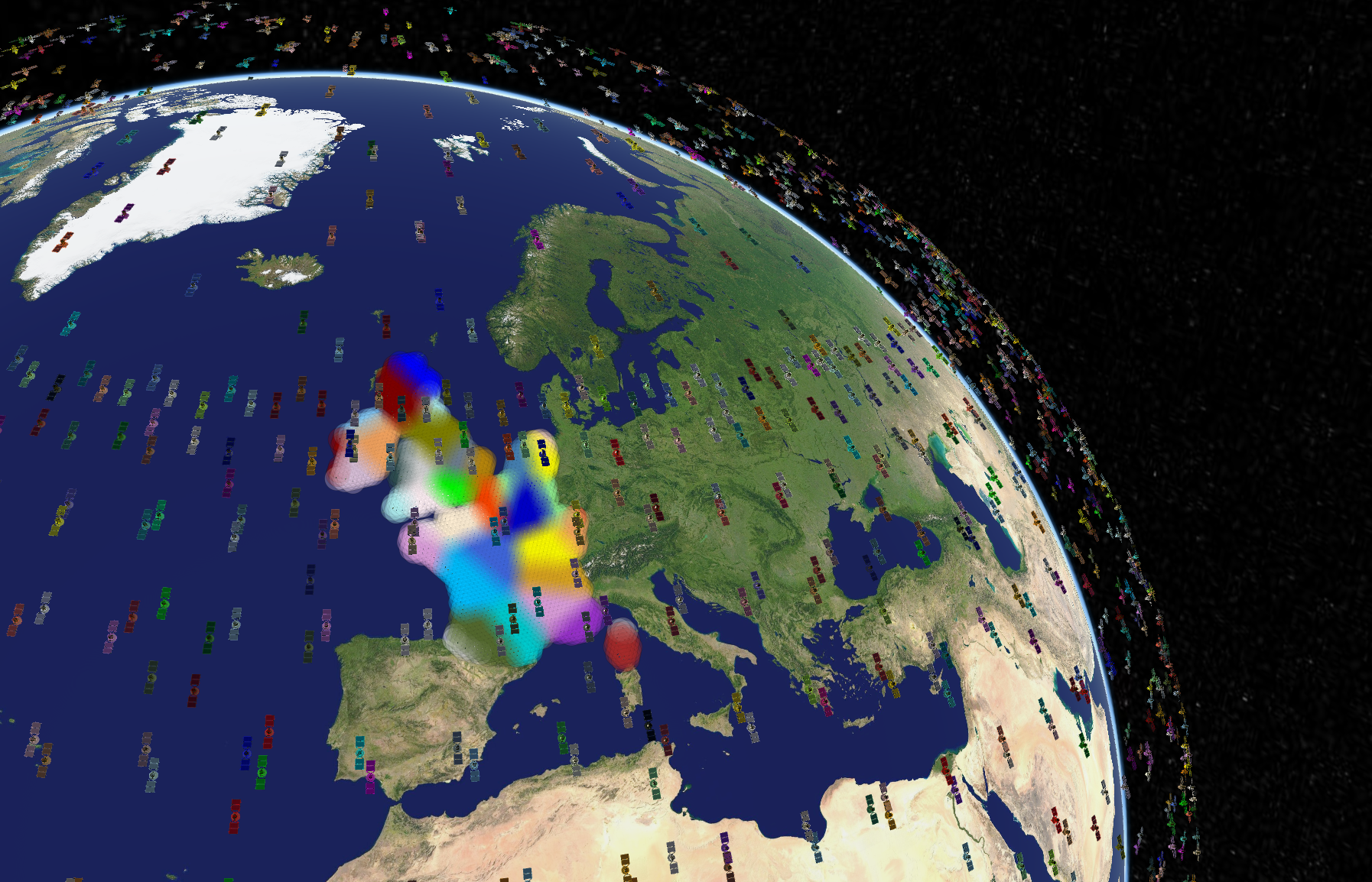 Satellite constellation simulated