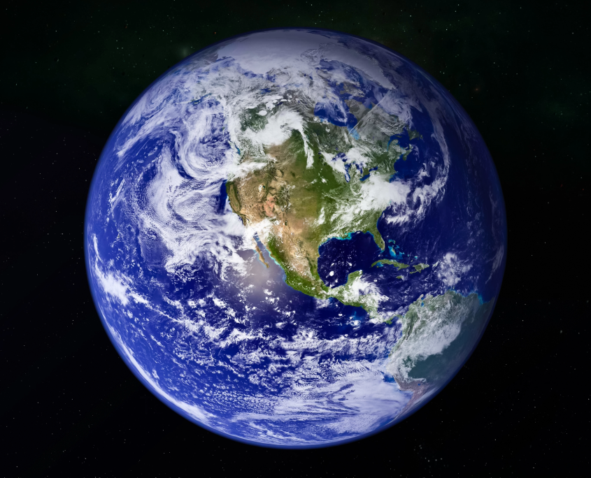 Earth viewed from space against a black background