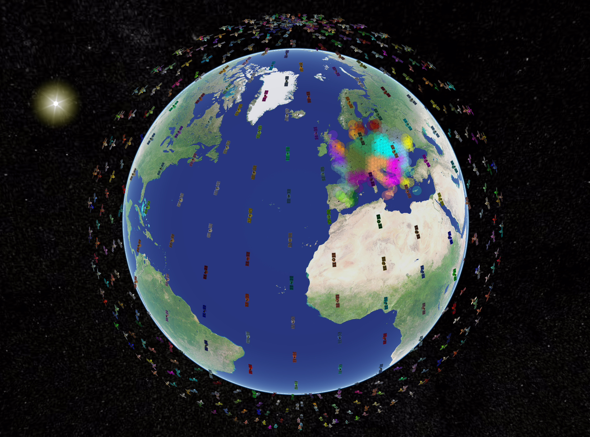 Satellite constellation simulated