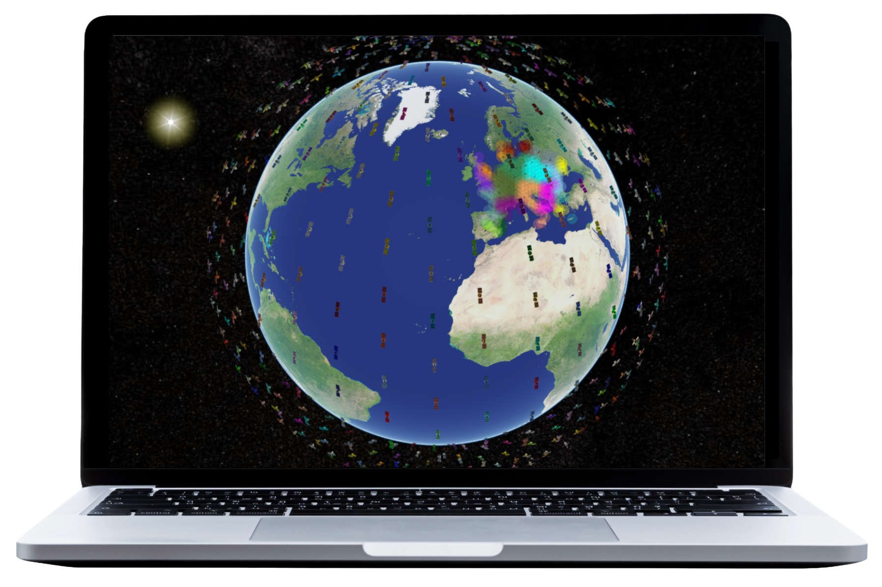 satellite constellation simulated on a computer