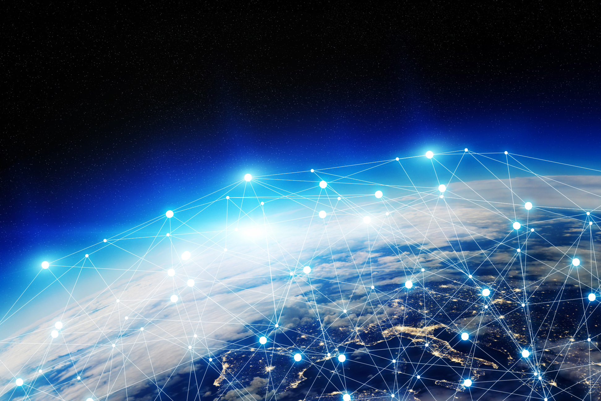 Sateliot satellite in space connectivity lines around Earth